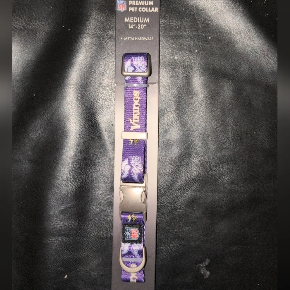 NFL Vikings Purple Pet Collar with Metal Hardware